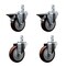 Service Caster 4'' Maroon Polyurethane Wheel Swivel 3/4'' Square Stem Caster Set 2 Brakes, 4PK SCC-SQ20S414-PPUB-MRN-PLB-34-2-S-2 - alternate 1